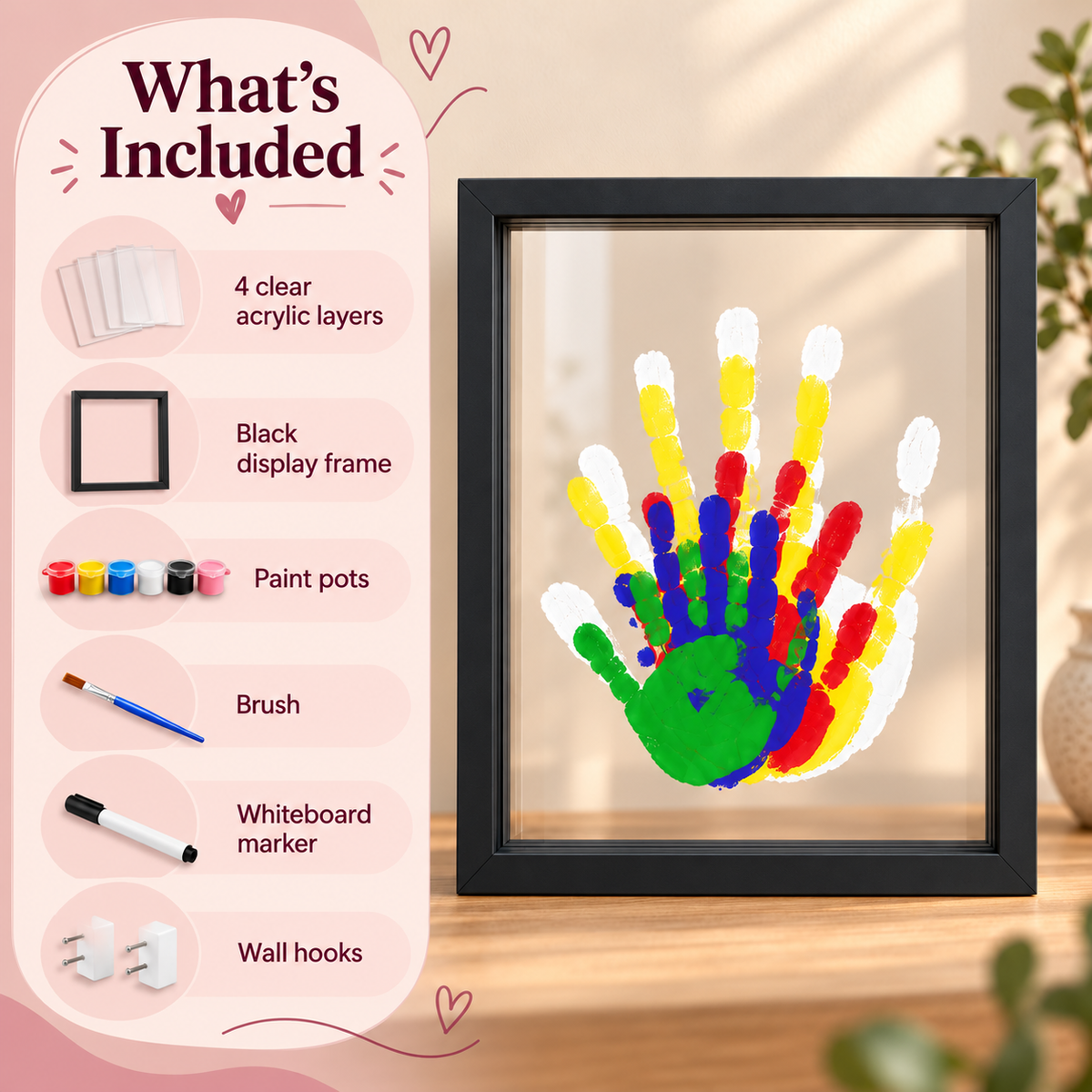 What's included in the MemoryLayers black frame handprint kit