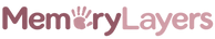 MemoryLayers wordmark logo with pink handprint